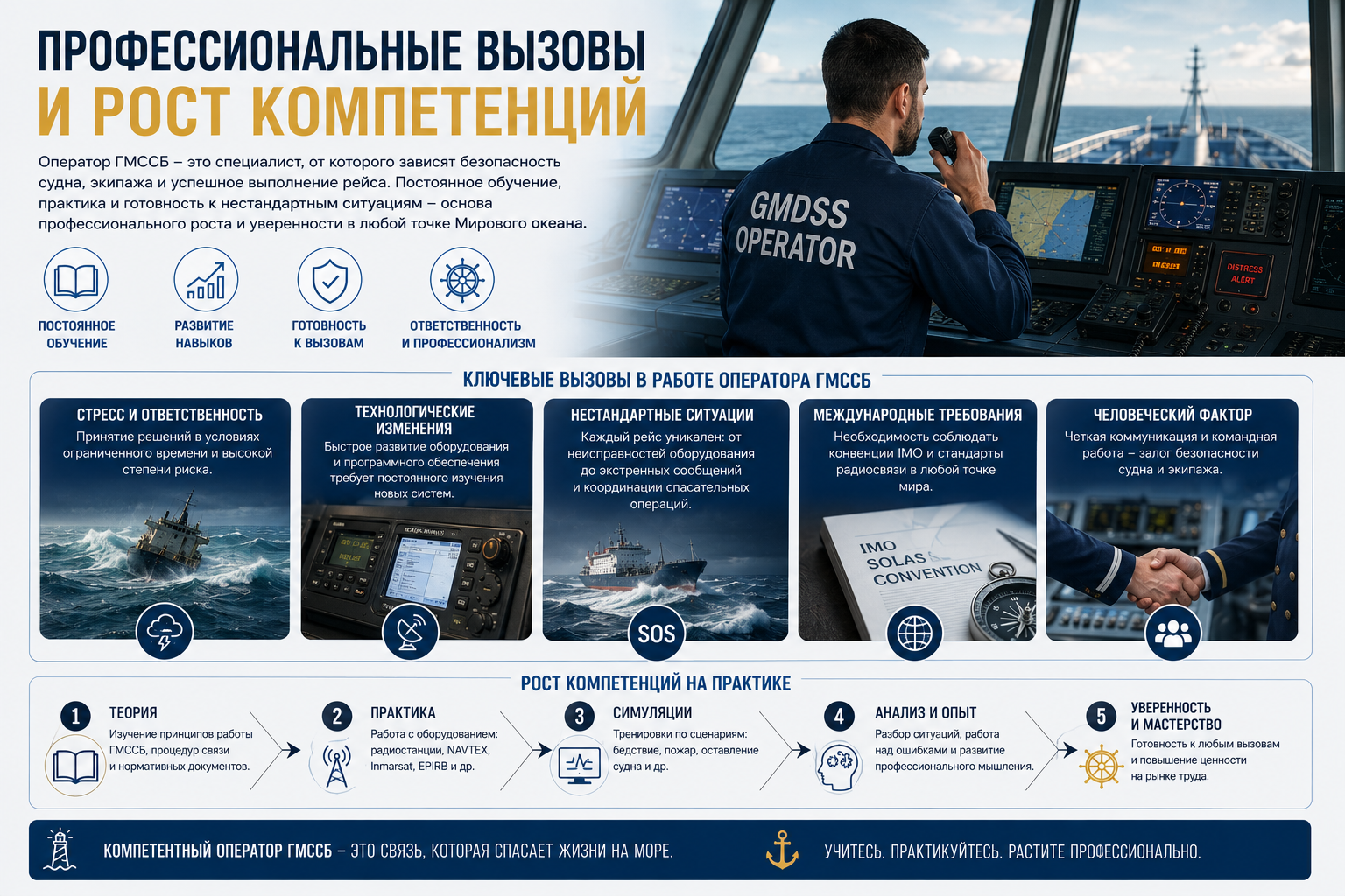 Стань героем на море: Обучение операторов ГМССБ для обеспечения безопасности в кризисных ситуациях